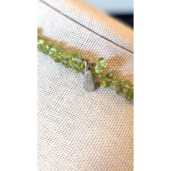 India 925 Sterling Silver Peridot Chip Bead Adjustable Collar Necklace - Picture 4 of 7